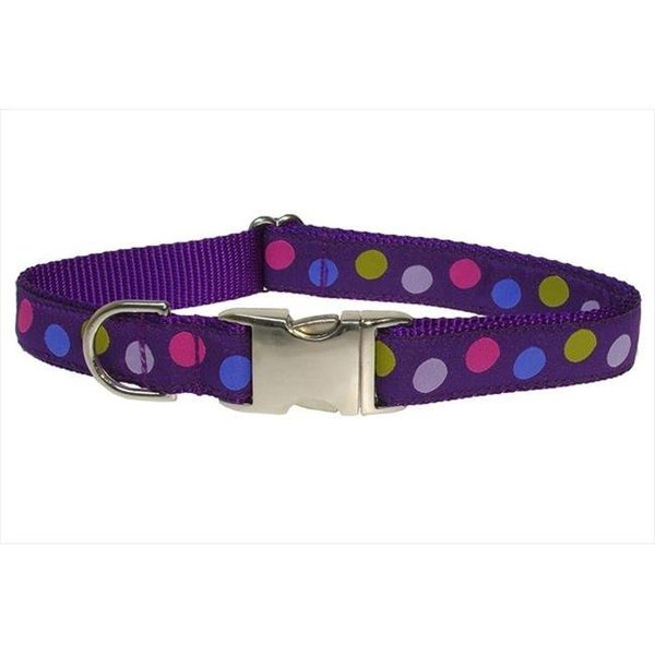 Fly Free Zone,Inc. POLKA DOT-PURPLE-MULTI4-C Dot Dog Collar; Purple & Multi - Large FL685321